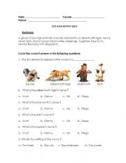 English Worksheet: Ice Age Movie Guide