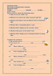 English worksheet: General knowledge test