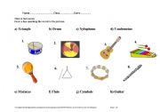 English Worksheet: Musical Instruments