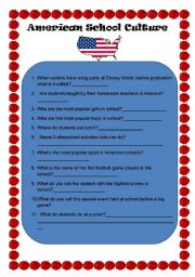 English Worksheet: American classroom culture quiz