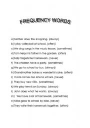 English worksheet: Frequency words
