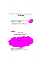 English Worksheet: three key words: please, sorry and thank you