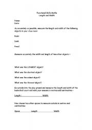 English Worksheet: functional skills maths practical exercise