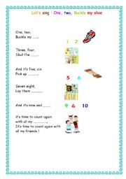 English worksheet: Song: One two buckle my shoe