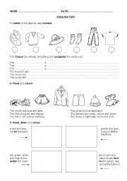 English Worksheet: test clothes