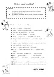 English Worksheet: First and second conditional