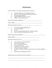 English worksheet: Making Inferences