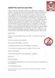 English Worksheet: Tobacco reading