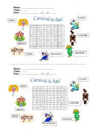 English worksheet: Carnival is fun