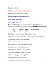 English worksheet: order sentences