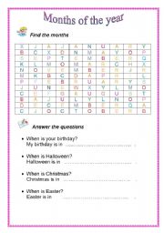 English Worksheet: Months of the year