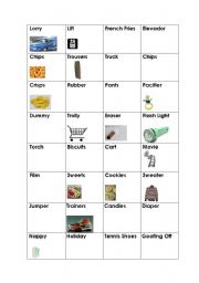 English Worksheet: British/American Dominos part 1