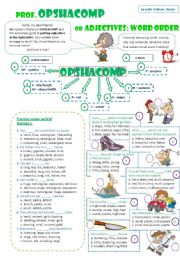 English Worksheet: prof. OPSHACOMP or Adjectives: WORD ORDER