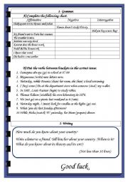 English Worksheet: Affirmative  Negative   Interrogative   +  Writing