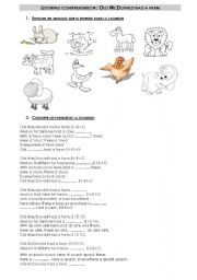 English Worksheet: Listening comprehension : Old McDonald had a farm 