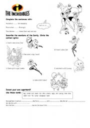 English Worksheet: the incredibles