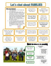 English Worksheet: Lets chat about FAMILIES 