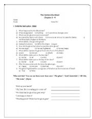 English Worksheet: The Canterville Ghost chapter 3-4