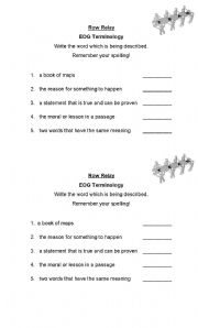 English worksheet: EOG Terminology Row Relay