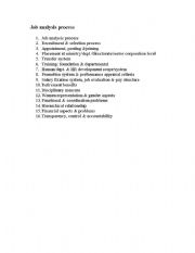 English Worksheet: Job analysis process