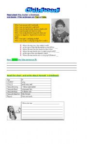 English Worksheet: Childhood