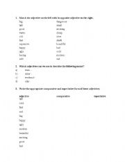 English Worksheet: comparison of adjectives