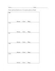 English worksheet: Nouns ID