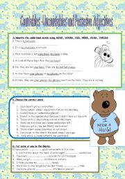 English Worksheet: Countables-Uncountables and Possessive Adjectives