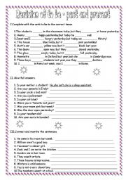 English Worksheet: REVISION OF TO BE-PRESENT AND PAST