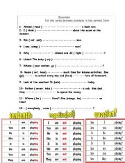 English Worksheet: simple present & present progreesive