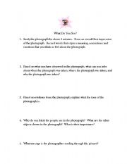 English Worksheet: Photograph Analysis Guide