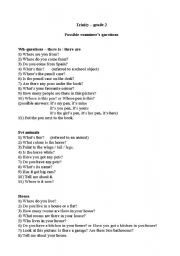 English Worksheet: Trinity grade 2, questions