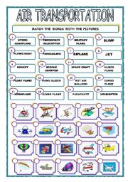 English Worksheet: AIR TRANSPORTATION/MATCHING