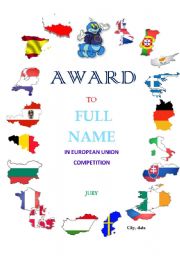 English Worksheet: Award( european union competition)