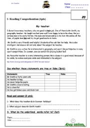 English Worksheet: End term test 3 7th formers