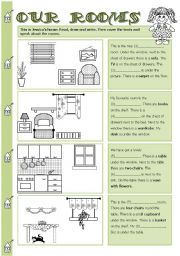 English Worksheet: Our rooms