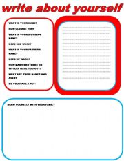 English Worksheet: WRITE ABOUT YOURSELF.