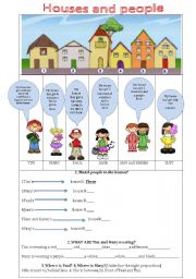 English Worksheet: People, clothes, houses and furniture.