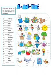 English Worksheet: A - AN - THE