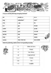 English Worksheet: messaging shortcuts 