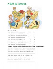 English Worksheet: A day in school