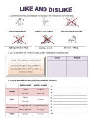 English Worksheet: LIKE AND DISLIKE