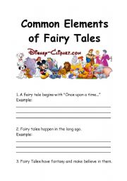 English Worksheet: common elements of fairy tales