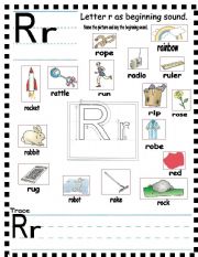 English Worksheet: ABC- Letter Rr  and sentences
