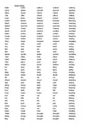 English worksheet: action verbs