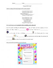 English Worksheet: Happy Birthday