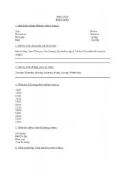 English worksheet: the date