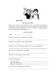 English worksheet: My Life, My Studies