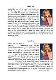 English Worksheet: Celine Dion Biography