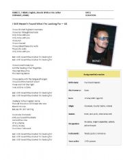 English Worksheet: Write a fan letter to Bono